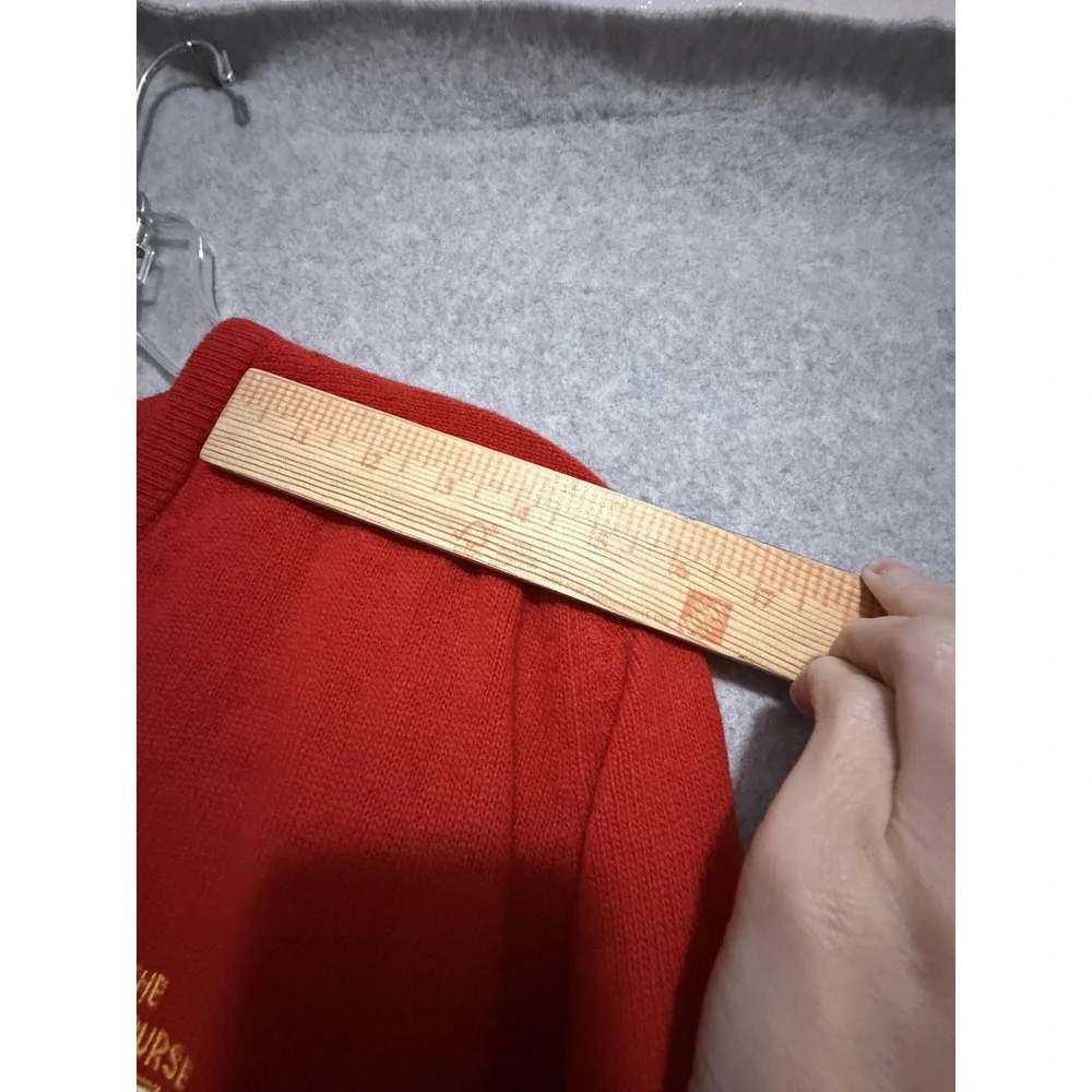 Vintage James Pringle Red Sweater Mens XL Lambswool V Neck Old Course St Andrews